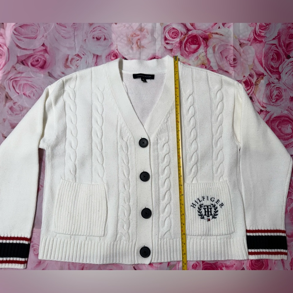 Tommy Hilfiger White Knit Sweater with Logo